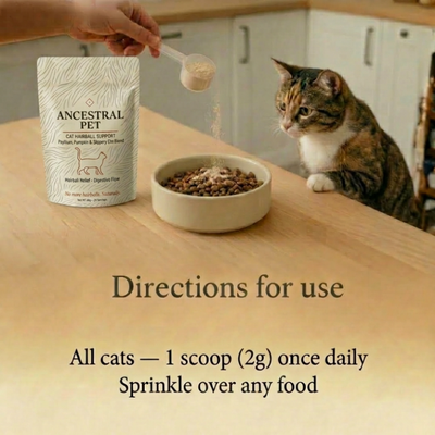 Hairball Support Blend for Cats for less vomiting, better digestion & a happier cat