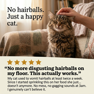 Hairball Support Blend for Cats for less vomiting, better digestion & a happier cat